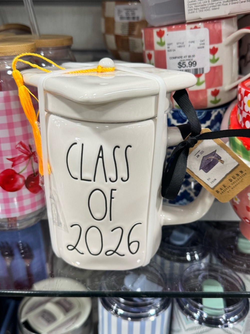 Rae Dunn White "Class of 2026" Ceramic Mug with Lid